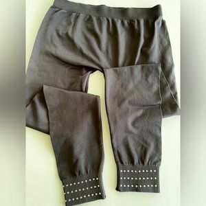 Spandex nylon Gray girls leggings tights Lg 14/16 rhinestone cuffs! Kids